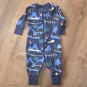Hanna Andersson Navy Train Print THE POLAR EXPRESS Kids Footie